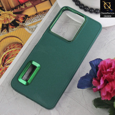 Vivo Y22 Cover - Green - New Soft Silicone Electroplating Camera Ring Chrome Logo Hole Case