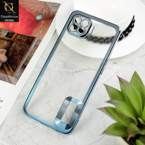 Oppo A93 Cover - Sierra Blue - Electroplating Borders Chrome Logo Hole Soft Silicone Camera Bumper Case