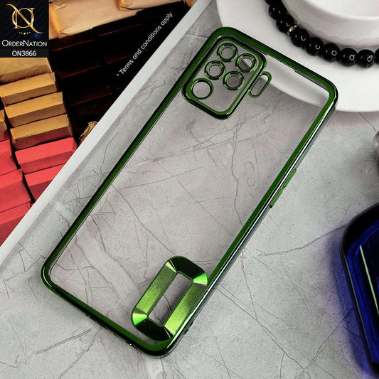 Oppo F19 Pro Cover - Green - Electroplating Borders Chrome Logo Hole Soft Silicone Camera Bumper Case