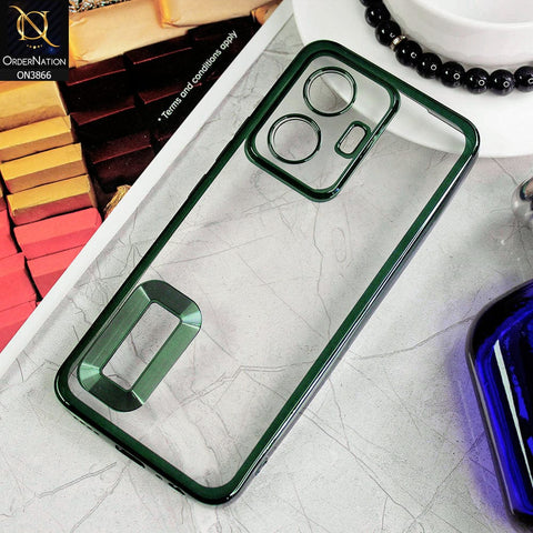 Vivo S15e Cover - Green - Electroplating Borders Chrome Logo Hole Soft Silicone Camera Bumper Case