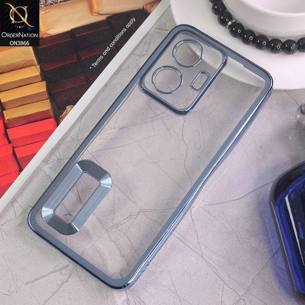 Vivo Y55 4G Cover - Sierra Blue - Electroplating Borders Chrome Logo Hole Soft Silicone Camera Bumper Case