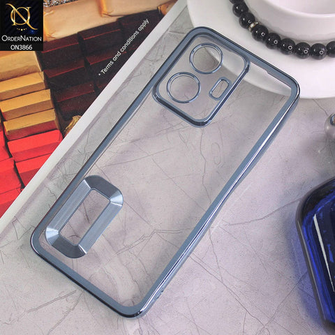 Vivo Y55 4G Cover - Sierra Blue - Electroplating Borders Chrome Logo Hole Soft Silicone Camera Bumper Case