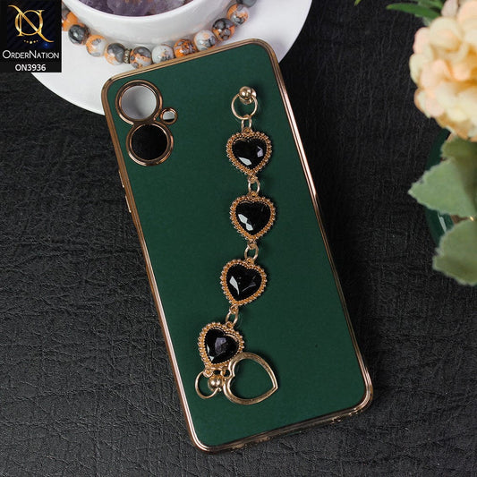 Tecno Camon 19 Neo Cover - Green - New Electroplating Silk Shiny Camera Bumper Soft Case With Heart Chain Holder