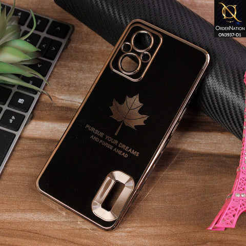 Oppo F21 Pro 5G Cover - Design 1 - New Electroplating Borders Maple Leaf Chrome logo Hole Camera Protective Soft Silicone Case