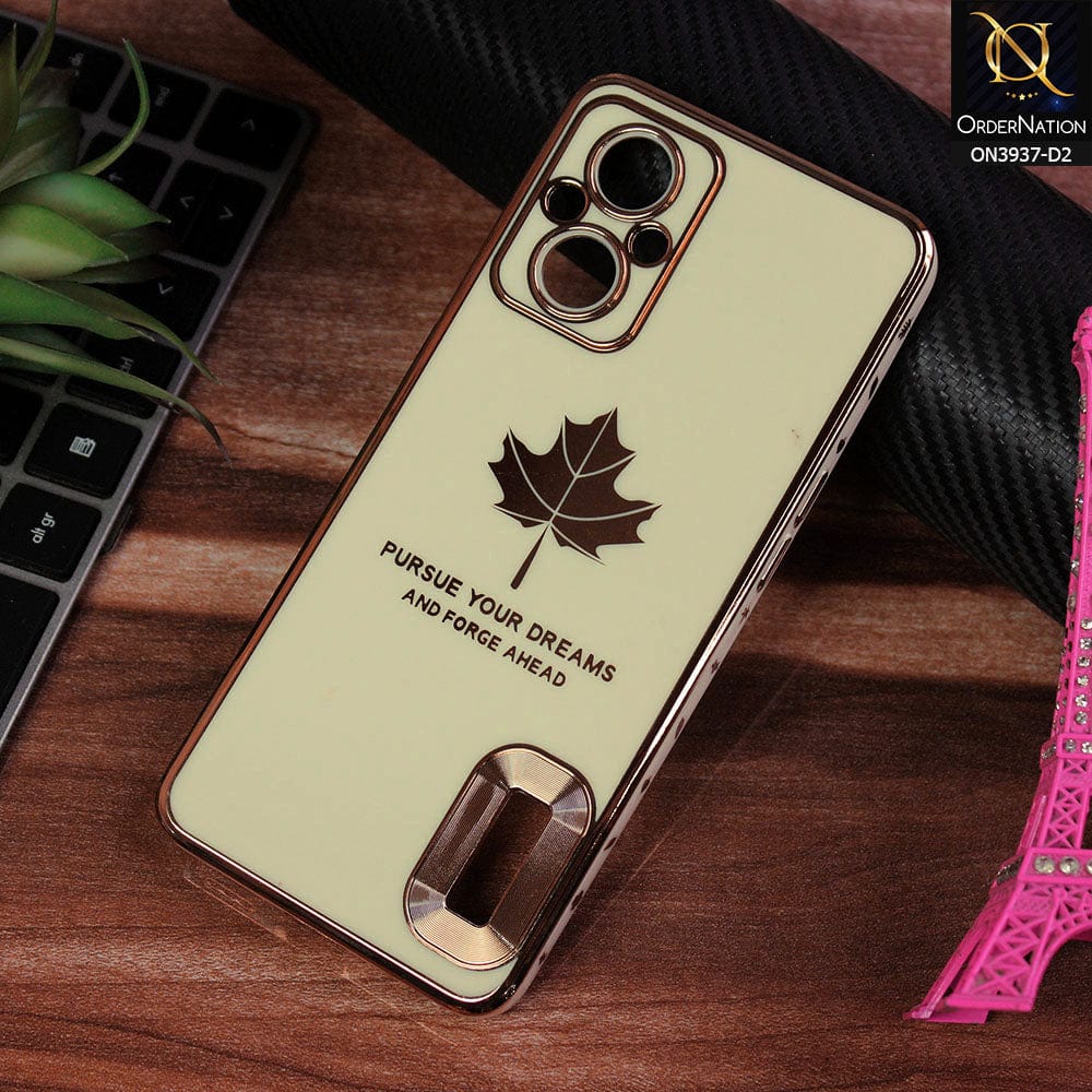 Oppo F21 Pro 5G Cover - Design 2 - New Electroplating Borders Maple Leaf Chrome logo Hole Camera Protective Soft Silicone Case