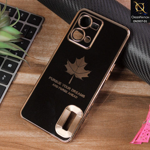 Oppo F21 Pro 4G Cover - Design 1 - New Electroplating Borders Maple Leaf Chrome logo Hole Camera Protective Soft Silicone Case