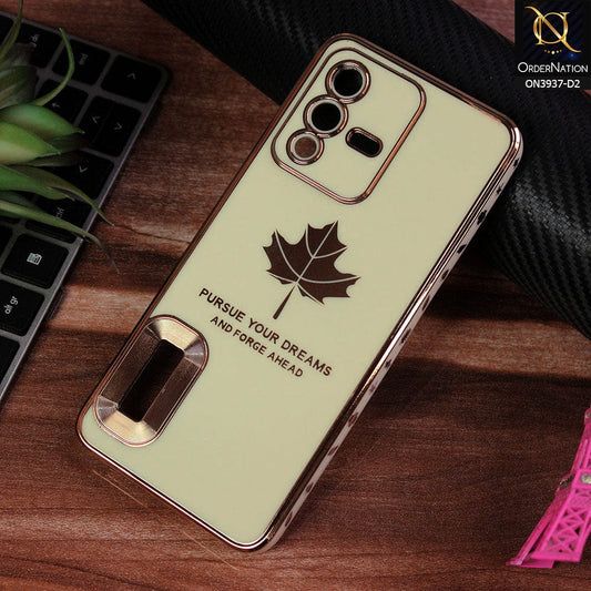 Vivo V23 5G  Cover - Design 2 - New Electroplating Borders Maple Leaf Chrome logo Hole Camera Protective Soft Silicone Case