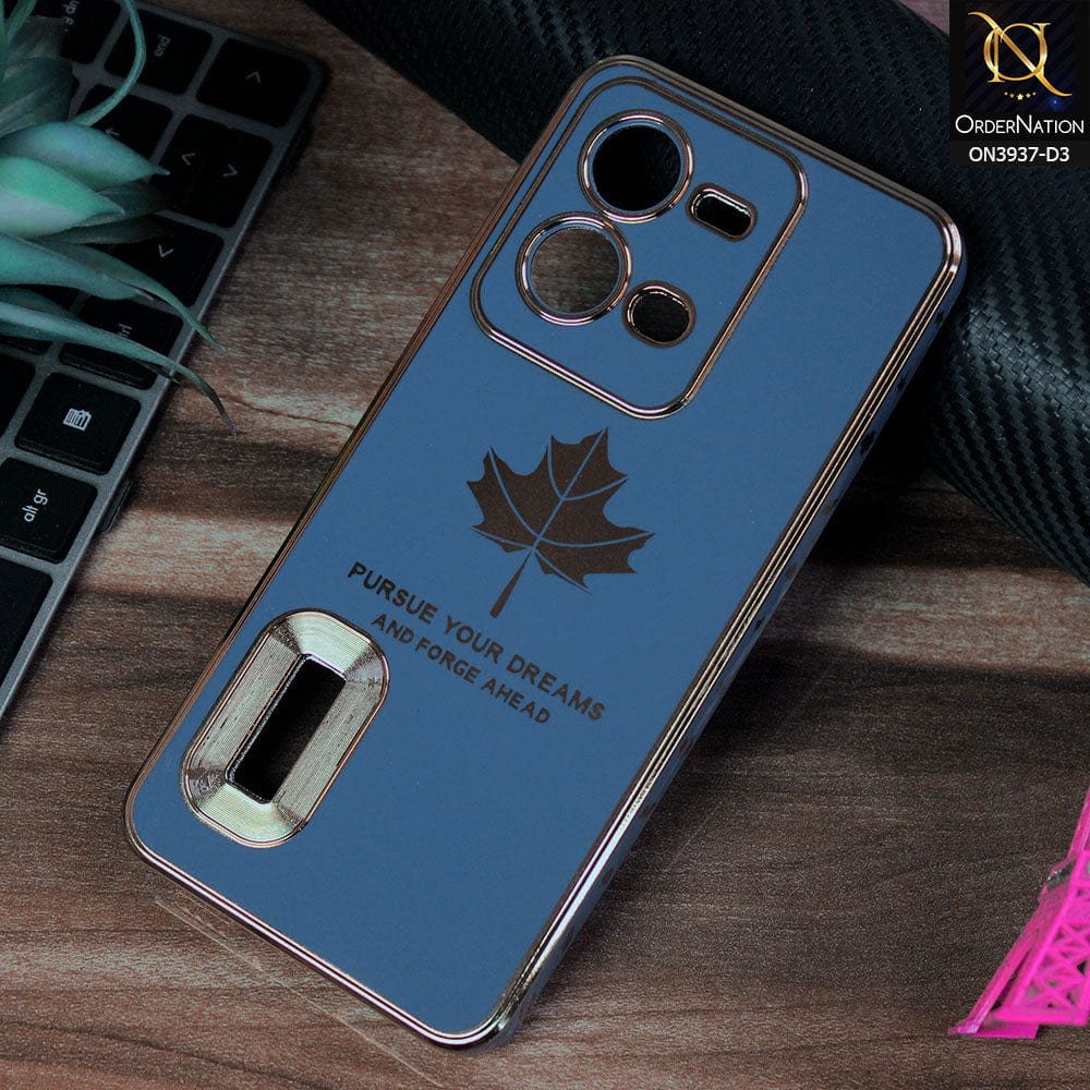 Vivo V25 5G Cover - Design 3 - New Electroplating Borders Maple Leaf Chrome logo Hole Camera Protective Soft Silicone Case2