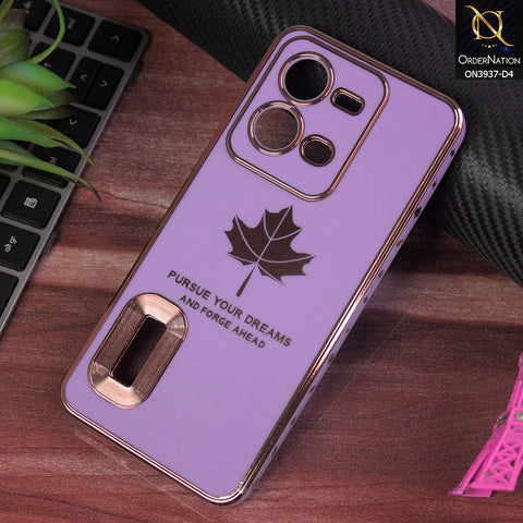 Vivo V25 5G Cover - Design 4 - New Electroplating Borders Maple Leaf Chrome logo Hole Camera Protective Soft Silicone Case