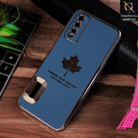 Vivo Y20 Cover - Design 3 - New Electroplating Borders Maple Leaf Chrome logo Hole Camera Protective Soft Silicone Case