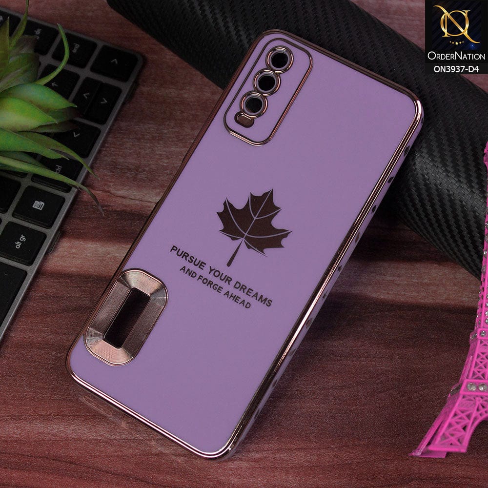 Vivo Y20i Cover - Design 4 - New Electroplating Borders Maple Leaf Chr ...