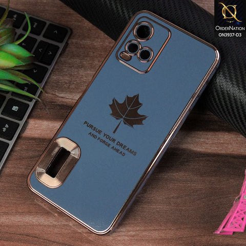 vivo Y33t Cover - Design 3 - New Electroplating Borders Maple Leaf Chrome logo Hole Camera Protective Soft Silicone Case