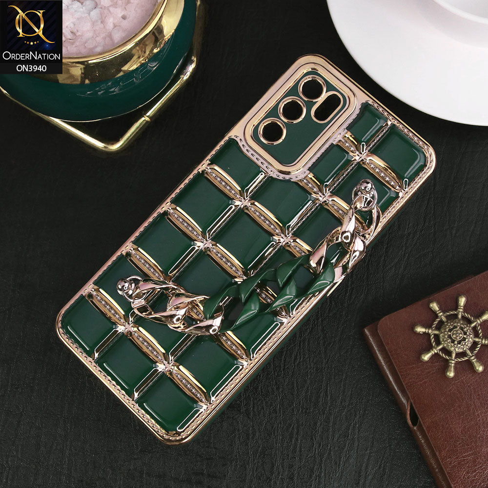 Oppo A54s Cover - Dark Green - 3D Electroplating Square Grid Design So ...