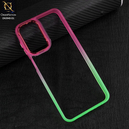 Samsung Galaxy A23 Cover - Design 1 - New Rainbow Style Soft Silicone Borders Clear Back Case With Electroplating Camera Ring