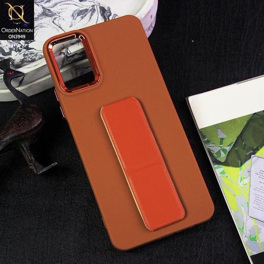 Tecno Camon 19 Neo Cover - Brown - All New Colored Soft Silicone Case With Protective Mobile Stand and Electroplating camera Ring