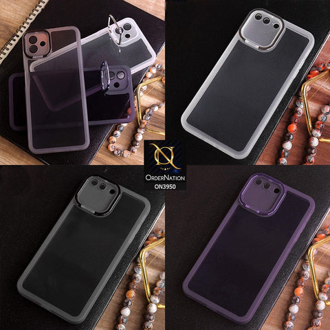 iPhone 12 Pro Max Cover - Purple - New Camera Stand Soft Silicone Borders Clear Back Case With Camera Lense Protection