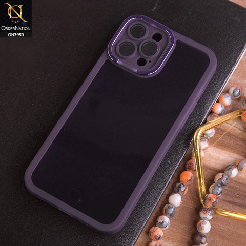 iPhone 12 Pro Max Cover - Purple - New Camera Stand Soft Silicone Borders Clear Back Case With Camera Lense Protection