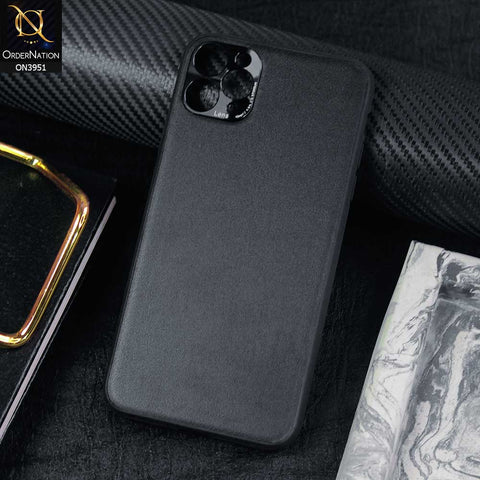 iPhone 11 Pro Max Cover - Black - ONation Classy Leather Series - Minimalistic Classic Textured Pu Leather With Attractive Metallic Camera Protection Soft Borders Case