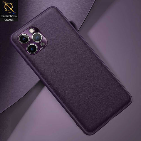 iPhone 11 Pro Max Cover - Purple - ONation Classy Leather Series - Minimalistic Classic Textured Pu Leather With Attractive Metallic Camera Protection Soft Borders Case