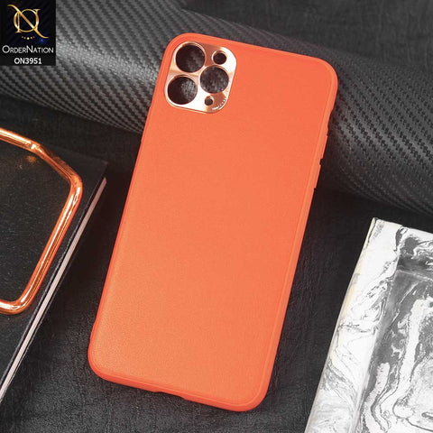 iPhone 11 Pro Cover - Orange - ONation Classy Leather Series - Minimalistic Classic Textured Pu Leather With Attractive Metallic Camera Protection Soft Borders Case