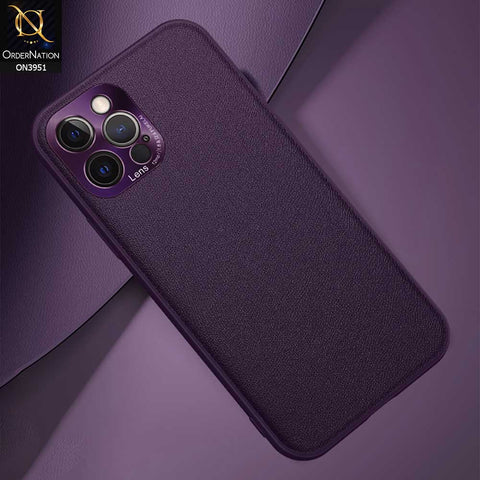 iPhone 12 Pro Max Cover - Purple - ONation Classy Leather Series - Minimalistic Classic Textured Pu Leather With Attractive Metallic Camera Protection Soft Borders Case