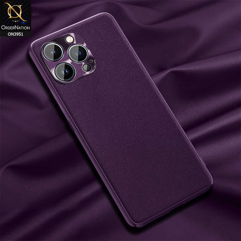 iPhone 13 Pro Max Cover - Purple - ONation Classy Leather Series - Minimalistic Classic Textured Pu Leather With Attractive Metallic Camera Protection Soft Borders Case