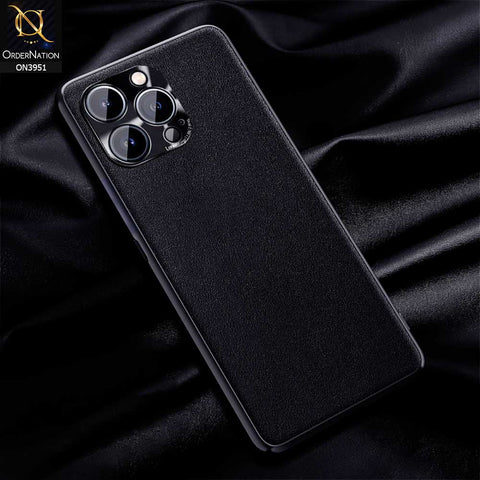iPhone 13 Pro Max Cover - Black - ONation Classy Leather Series - Minimalistic Classic Textured Pu Leather With Attractive Metallic Camera Protection Soft Borders Case