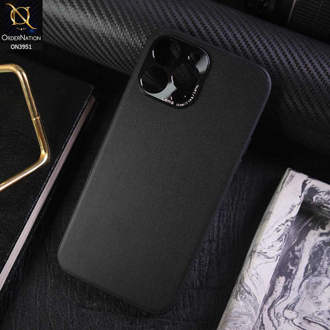iPhone 13 Pro Max Cover - Black - ONation Classy Leather Series - Minimalistic Classic Textured Pu Leather With Attractive Metallic Camera Protection Soft Borders Case