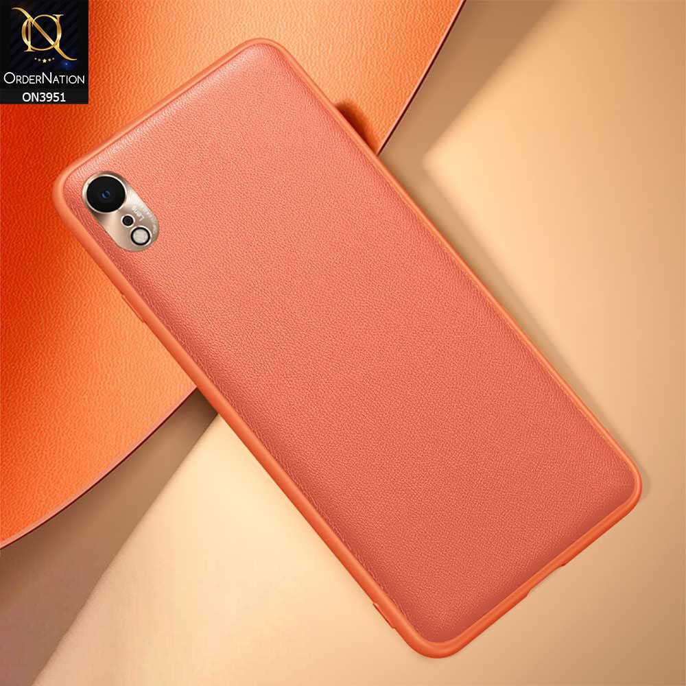 iPhone XR Cover - Orange - ONation Classy Leather Series - Minimalistic Classic Textured Pu Leather With Attractive Metallic Camera Protection Soft Borders Case