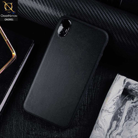 iPhone XR Cover - Black - ONation Classy Leather Series - Minimalistic Classic Textured Pu Leather With Attractive Metallic Camera Protection Soft Borders Case