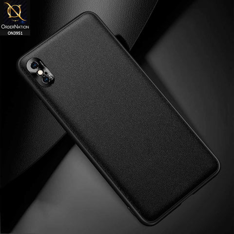 iPhone XS Max Cover - Black - ONation Classy Leather Series - Minimalistic Classic Textured Pu Leather With Attractive Metallic Camera Protection Soft Borders Case