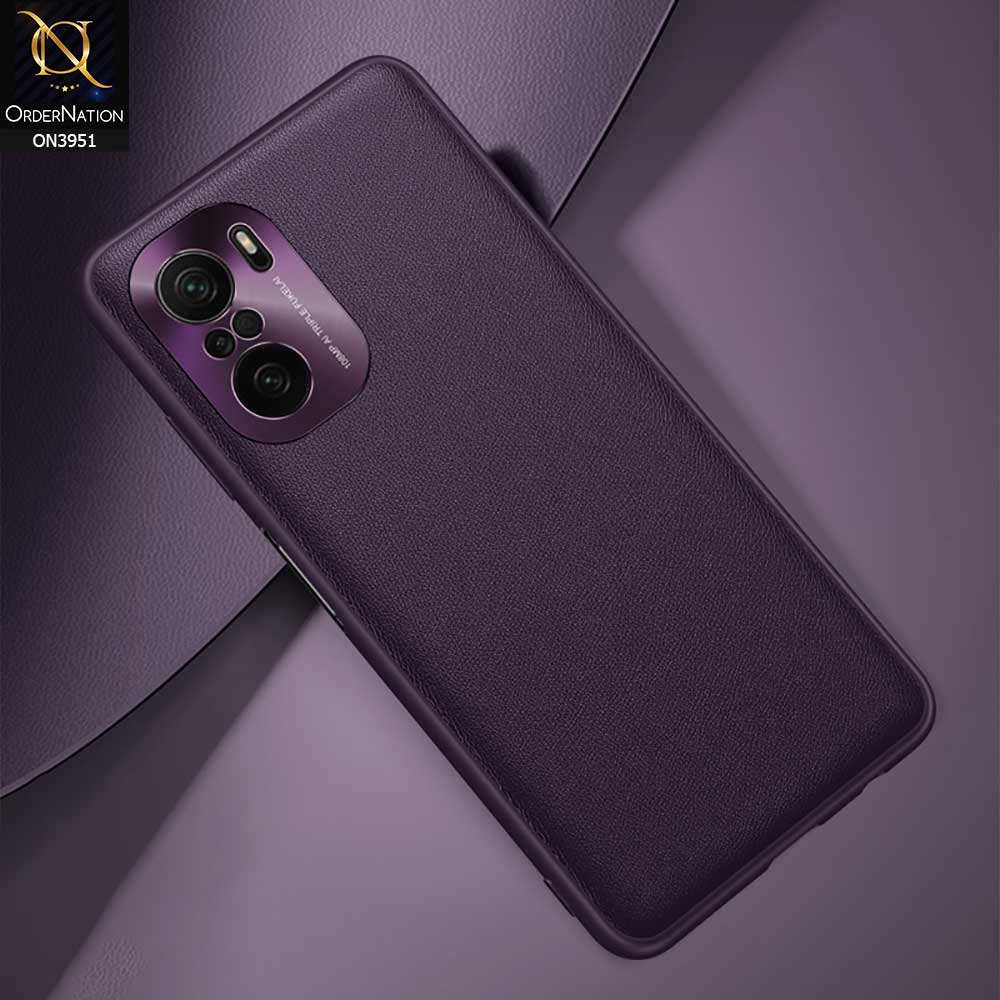 Xiaomi Mi 11X Pro Cover - Purple - ONation Classy Leather Series - Minimalistic Classic Textured Pu Leather With Attractive Metallic Camera Protection Soft Borders Case