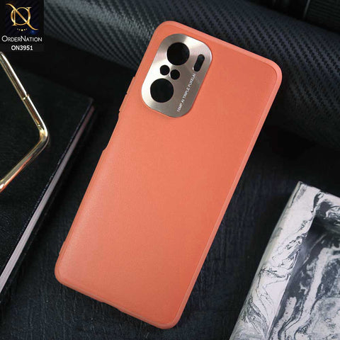 Xiaomi Redmi K40 Pro Cover - Orange - ONation Classy Leather Series - Minimalistic Classic Textured Pu Leather With Attractive Metallic Camera Protection Soft Borders Case