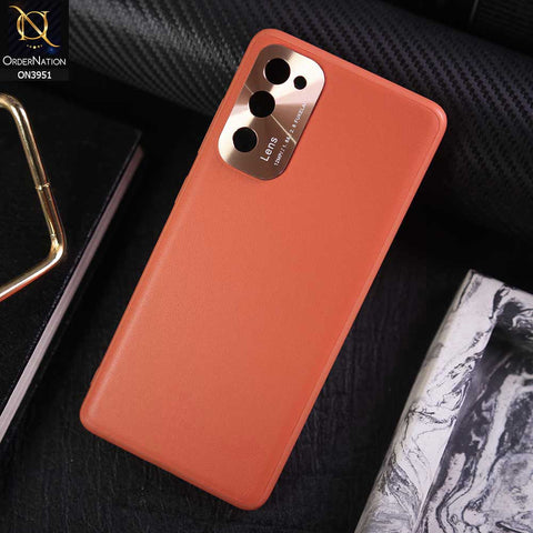 Samsung Galaxy S20 FE Cover - Orange - ONation Classy Leather Series - Minimalistic Classic Textured Pu Leather With Attractive Metallic Camera Protection Soft Borders Case