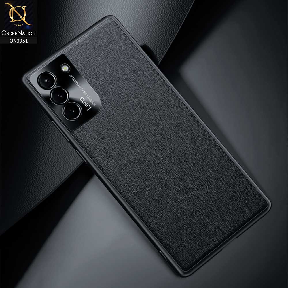 Samsung Galaxy S21 Plus 5G Cover - Black - ONation Classy Leather Series - Minimalistic Classic Textured Pu Leather With Attractive Metallic Camera Protection Soft Borders Case