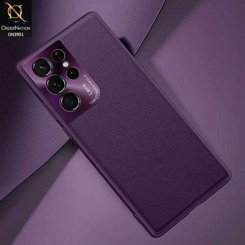 Samsung Galaxy S21 Ultra 5G Cover - Purple - ONation Classy Leather Series - Minimalistic Classic Textured Pu Leather With Attractive Metallic Camera Protection Soft Borders Case