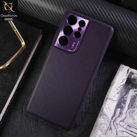 Samsung Galaxy S21 Ultra 5G Cover - Purple - ONation Classy Leather Series - Minimalistic Classic Textured Pu Leather With Attractive Metallic Camera Protection Soft Borders Case