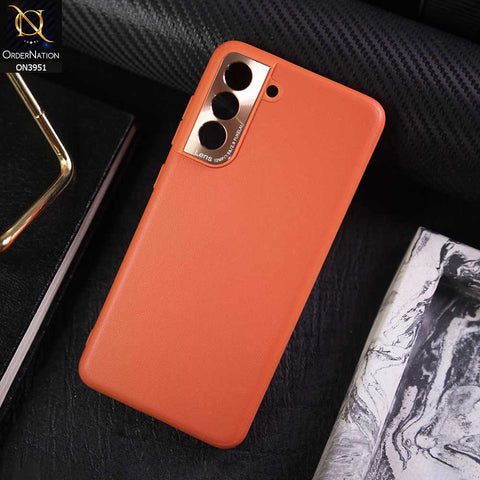 Samsung Galaxy S22 Plus 5G Cover - Orange - ONation Classy Leather Series - Minimalistic Classic Textured Pu Leather With Attractive Metallic Camera Protection Soft Borders Case