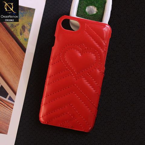 iPhone 6S / 6 Cover - Red - New Protective Embroidery Heart Shape Designed Leather Case