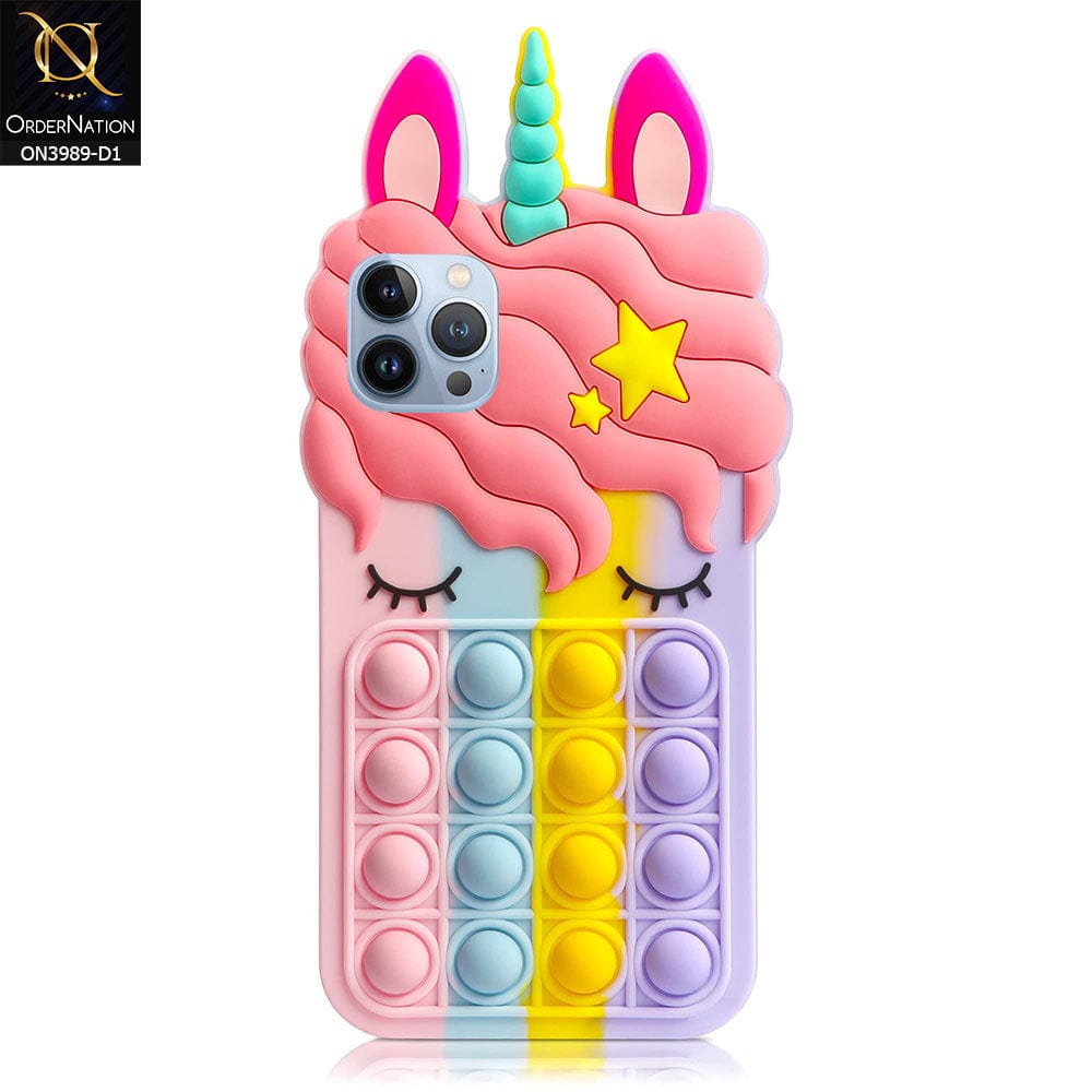 iPhone 13 Pro Cover - Design 1 - 3D Cute Cartoon POP It Bubble Relieve Stress Soft Case