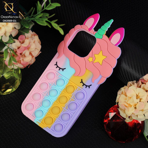 iPhone 13 Pro Cover - Design 1 - 3D Cute Cartoon POP It Bubble Relieve Stress Soft Case