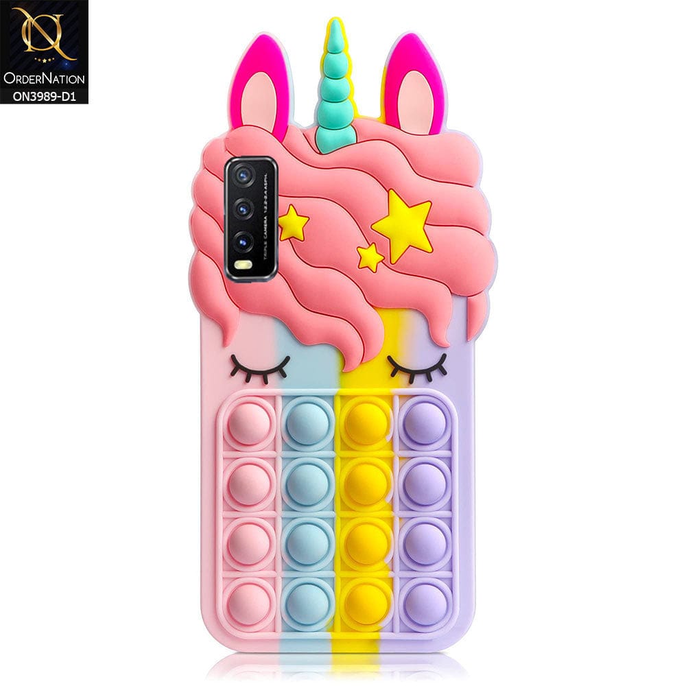 Vivo Y11s Cover - Design 1 - 3D Cute Cartoon POP It Bubble Relieve Stress Soft Case