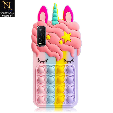 Vivo Y11s Cover - Design 1 - 3D Cute Cartoon POP It Bubble Relieve Stress Soft Case