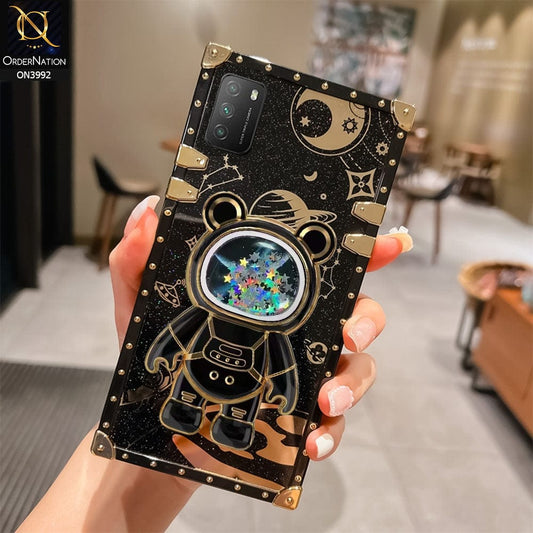 Xiaomi Redmi 9T Cover - Black - New Luxury Space Case With Astronode Cute Folding Stand Holder Case