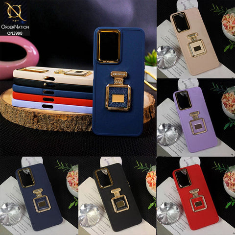 Vivo Y35 Cover - Skin - New Electroplating Camera Ring  Soft Silicon Case With Shiny Rime Stones Mobile Stand