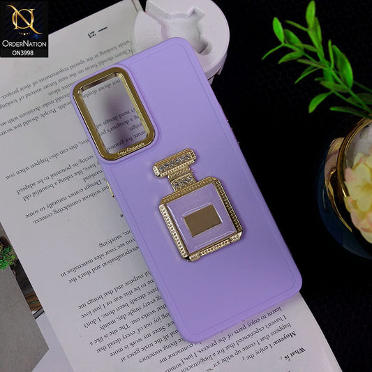 Vivo V23e 5G Cover - Purple - New Electroplating Camera Ring  Soft Silicon Case With Shiny Rime Stones Mobile Stand