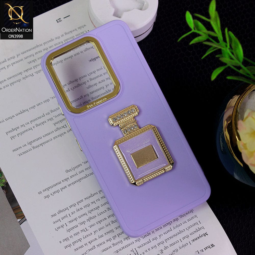 Vivo V25 5G Cover - Purple - New Electroplating Camera Ring  Soft Silicon Case With Shiny Rime Stones Mobile Stand