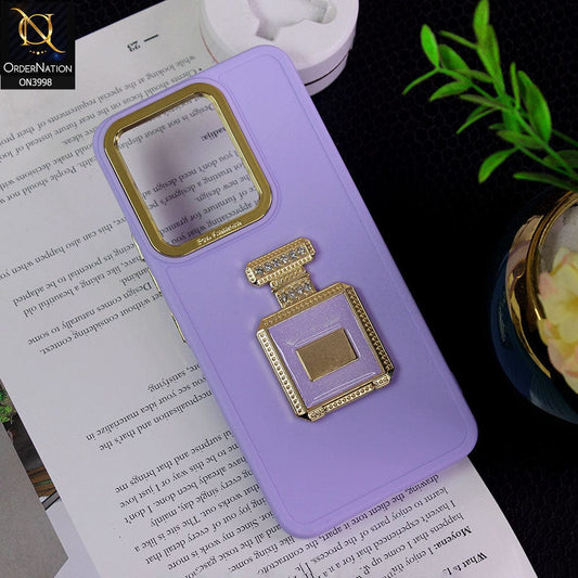 Vivo V25 5G Cover - Purple - New Electroplating Camera Ring  Soft Silicon Case With Shiny Rime Stones Mobile Stand