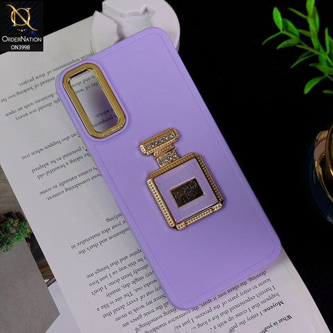 Vivo Y20 Cover - Purple - New Electroplating Camera Ring  Soft Silicon Case With Shiny Rime Stones Mobile Stand