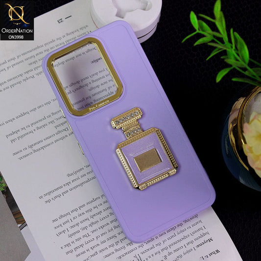 Vivo S15e Cover - Purple - New Electroplating Camera Ring  Soft Silicon Case With Shiny Rime Stones Mobile Stand
